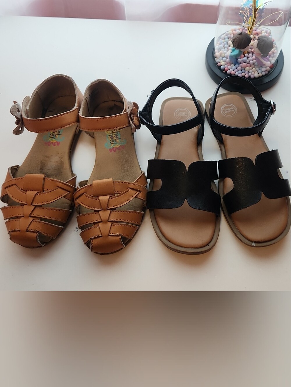 Rachel Shoes Girls' Tan and Black Summer Sandal Duo